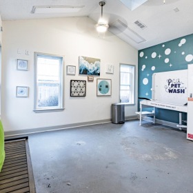 a room with a bed and a desk