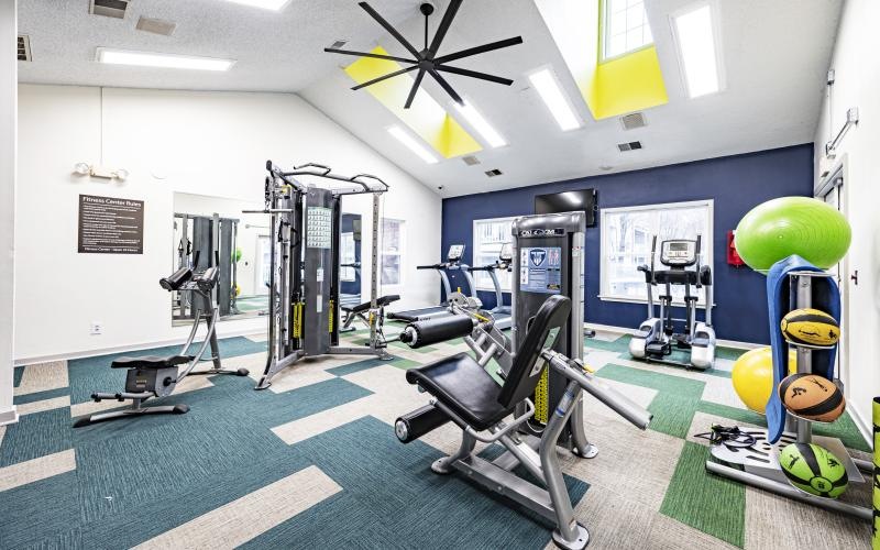 a gym with exercise equipment